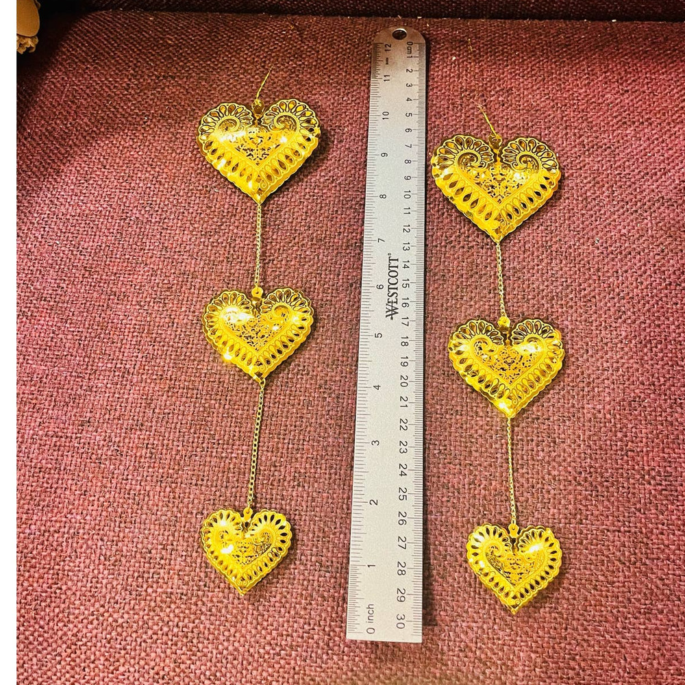 Vintage trio of hearts ornaments set of 2